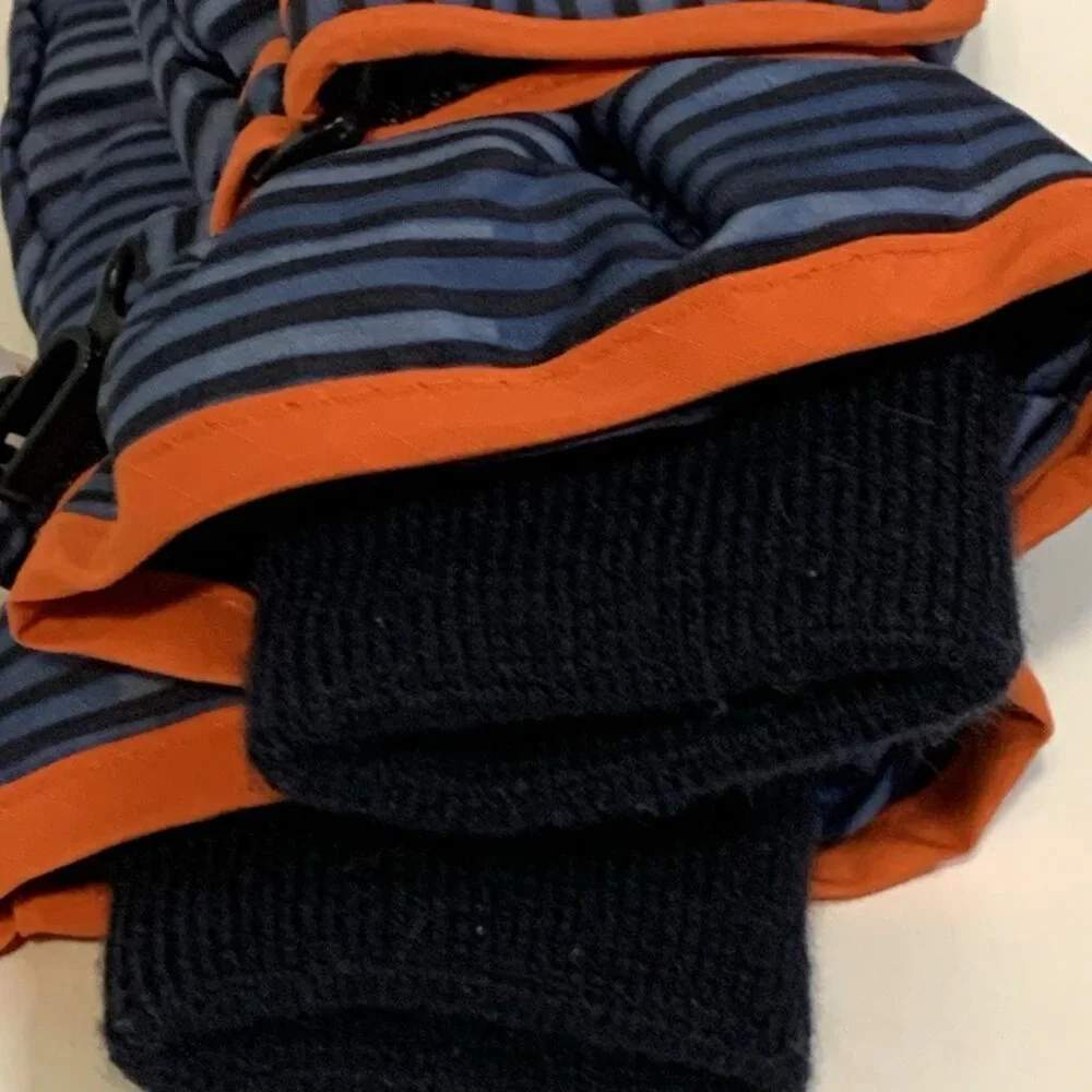 Thermolite Youth Snow Gloves Ski Snowboard Size YM Navy Blue Strip & Orange